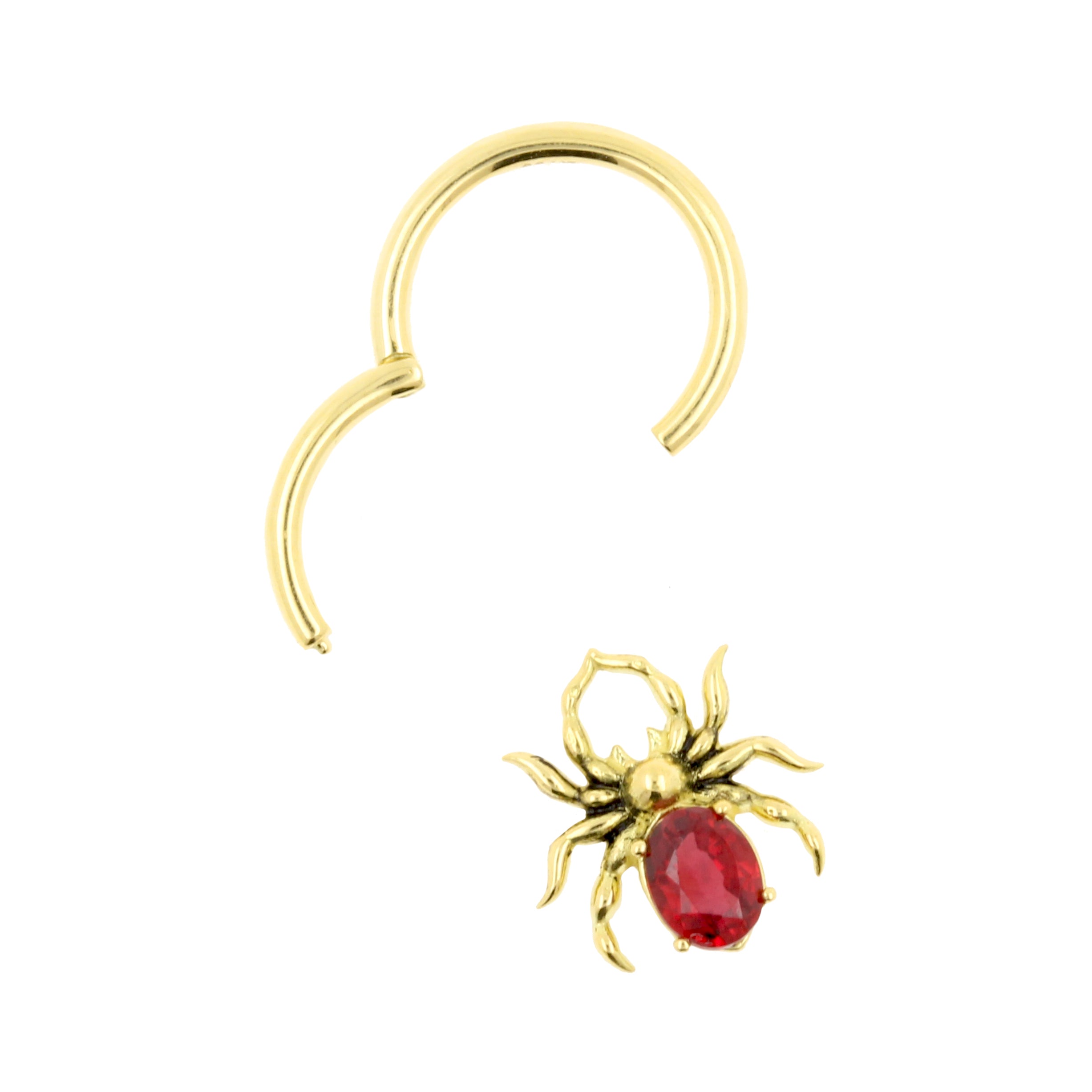 18 Karaats Gouden Click Ring Bedel - Spider Songea Sapphire Red