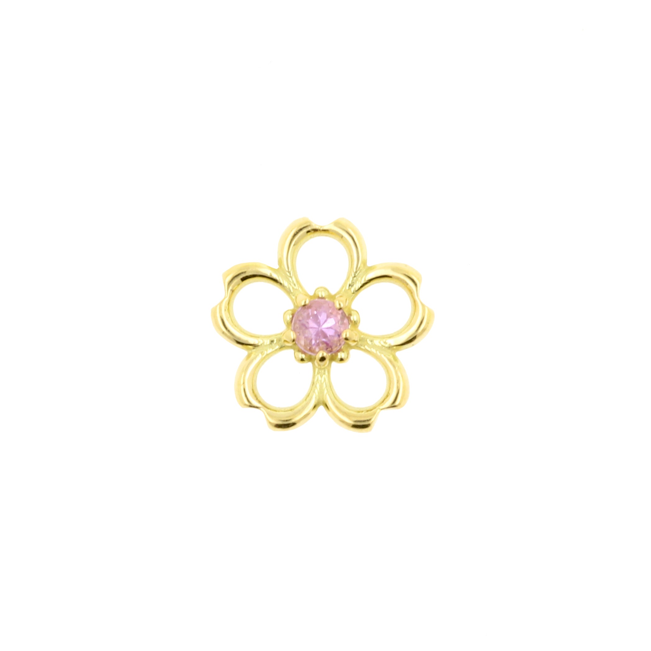 18 Karaats Gouden Click Ring Bedel - Sakura Pink Sapphire Pink