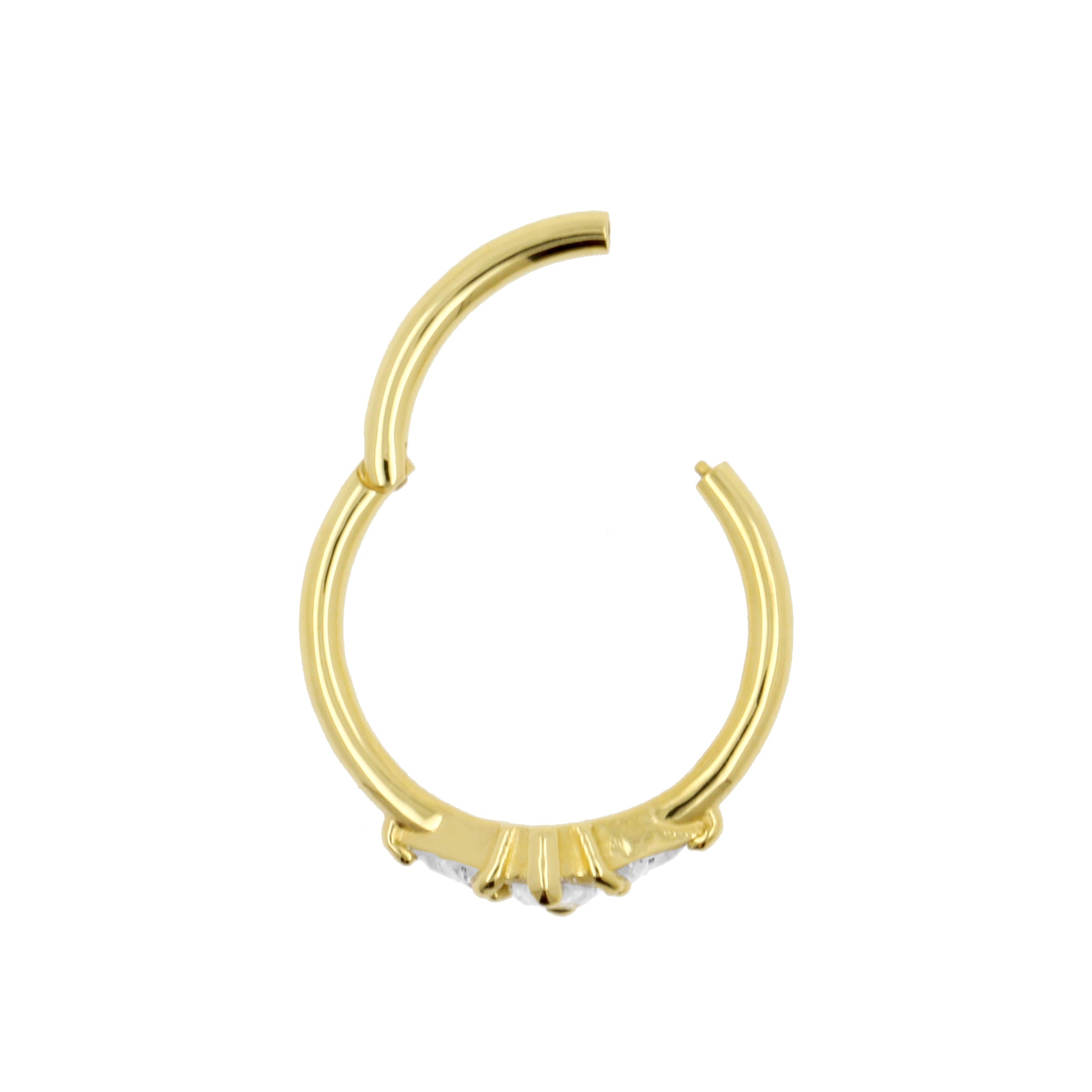 18 Karat Gold Conch Clicker - Zirconia Marquise Diamond