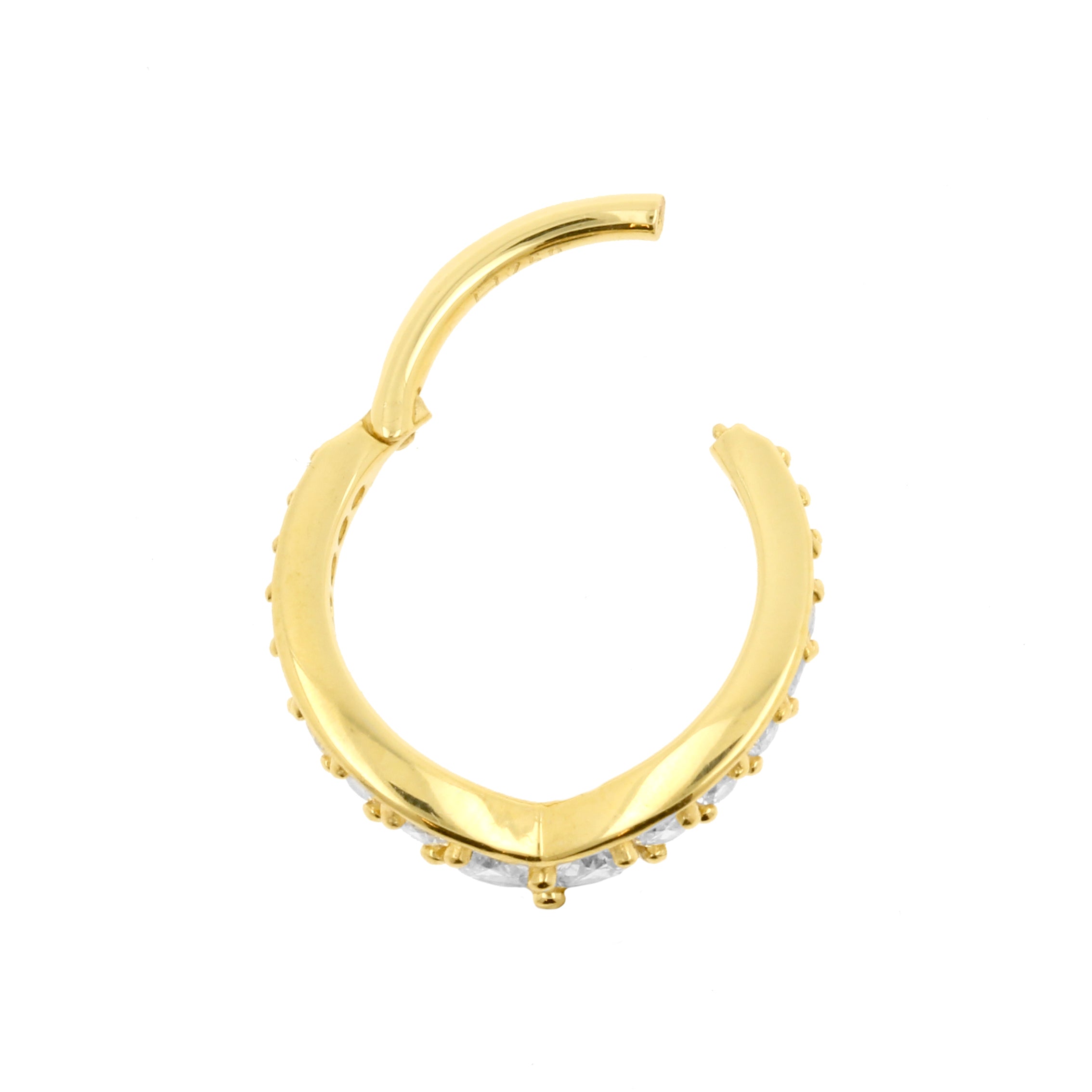 18 Karat Gold Conch Clicker - Zirconia Tiara