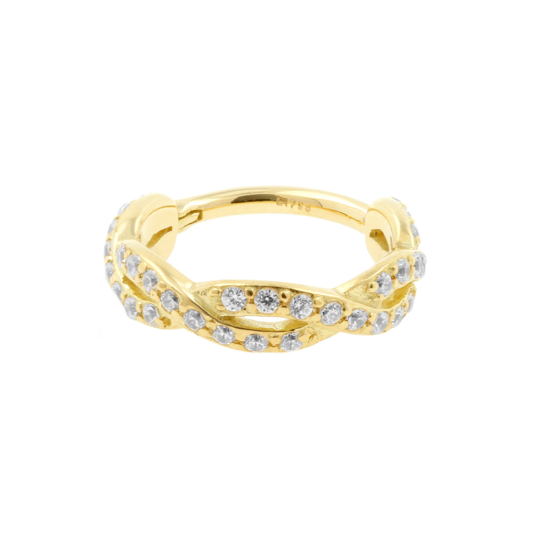 18 Karat Gold Conch Clicker - Zirconia Braid