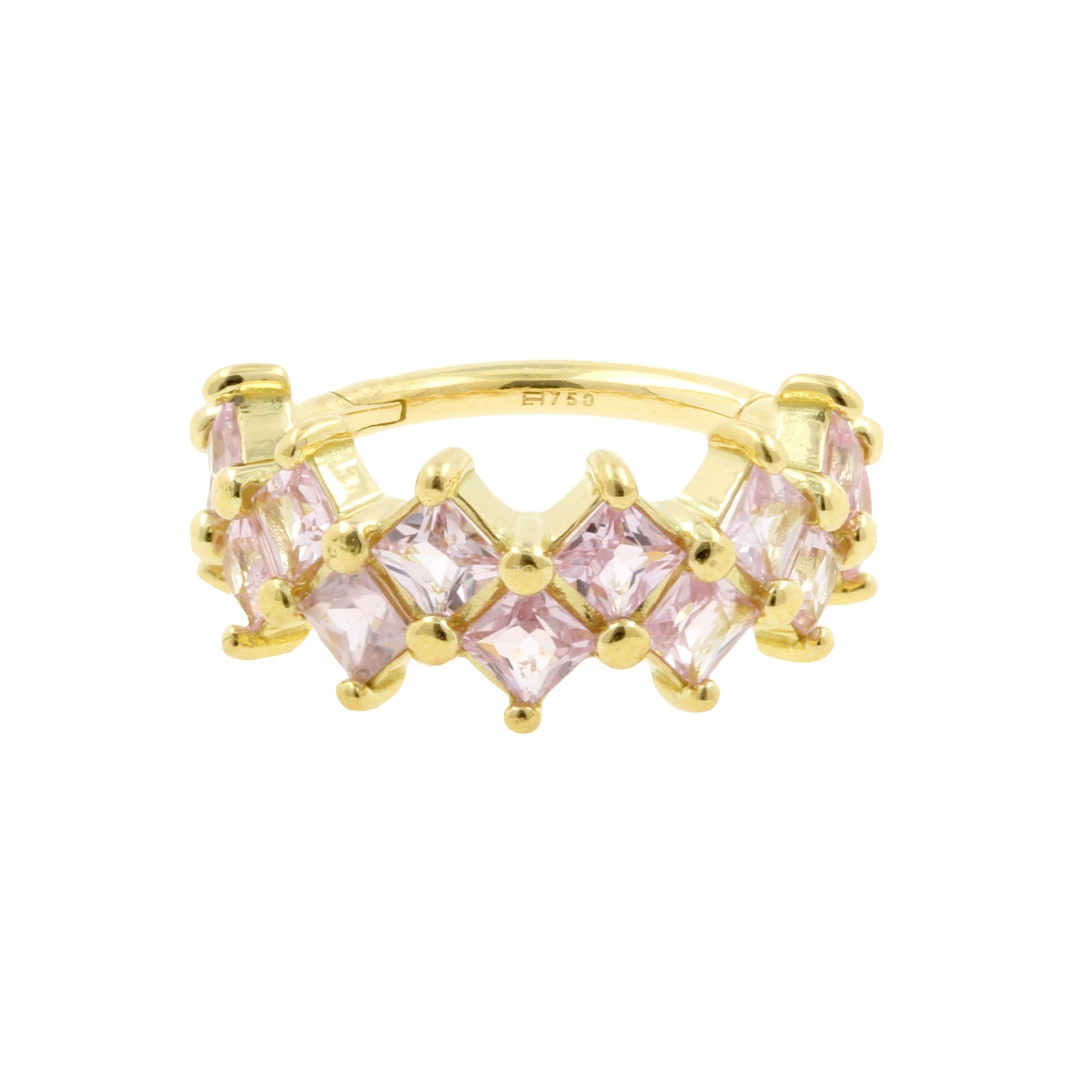 18 Karaats Gouden Click Ring - Pink Sapphire Squares Pink