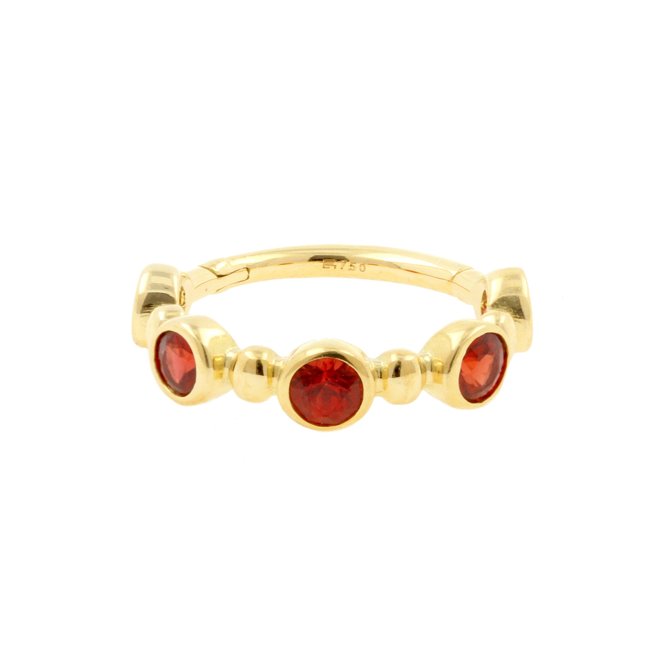 18 Karaats Gouden Click Ring - Songea Sapphire Round Red