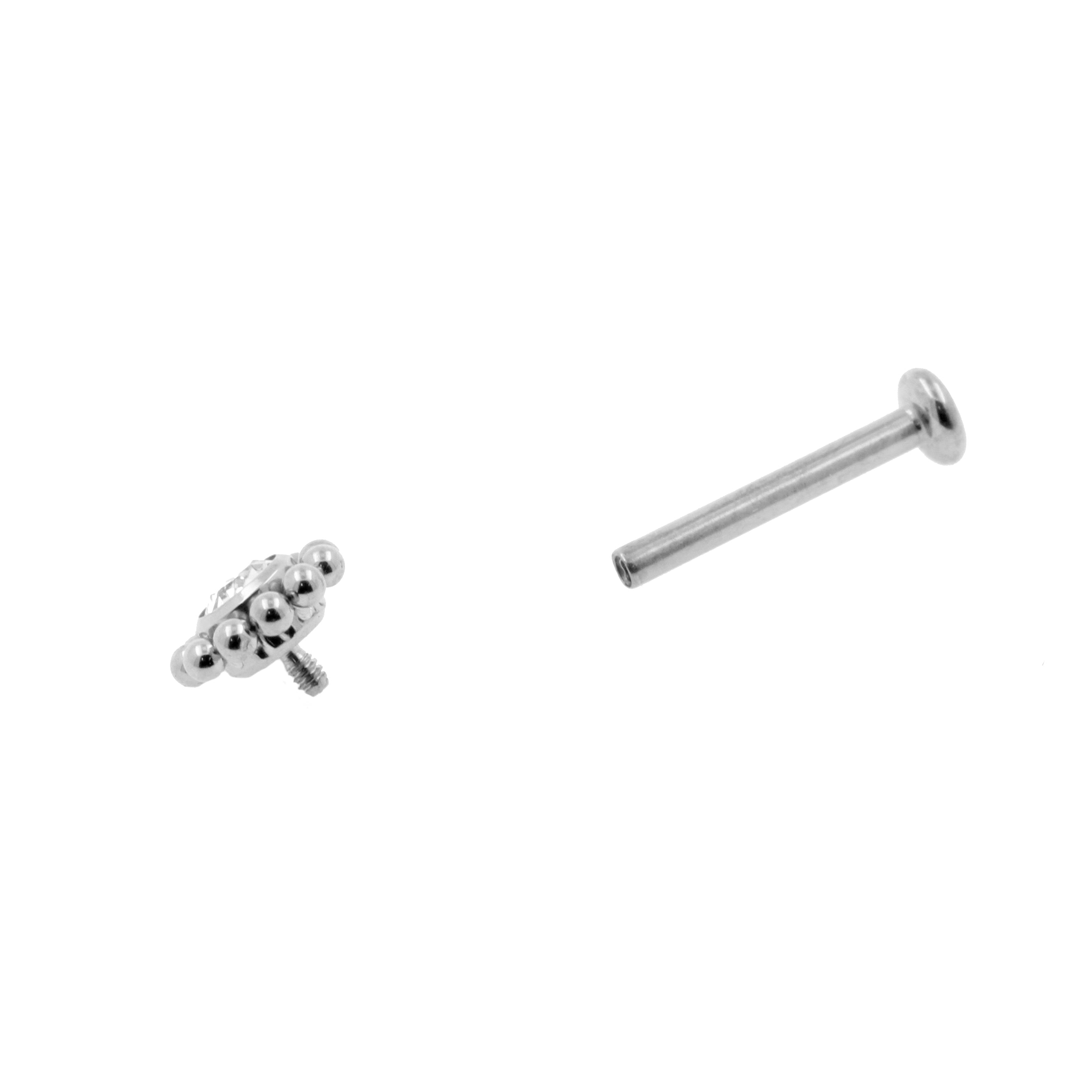 Titanium Labret Stud - 3 mm Disc Silver