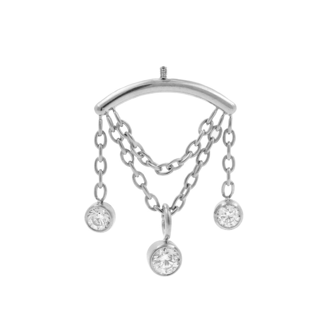 Titanium Verticale Helix Curve Met Zirkonia Zilver