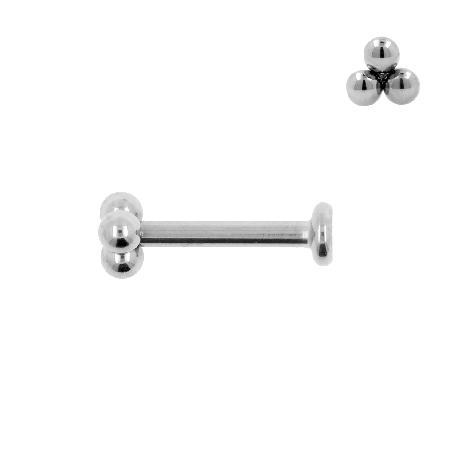 Titanium Labret Stud - Triple Dots 4mm Zilver