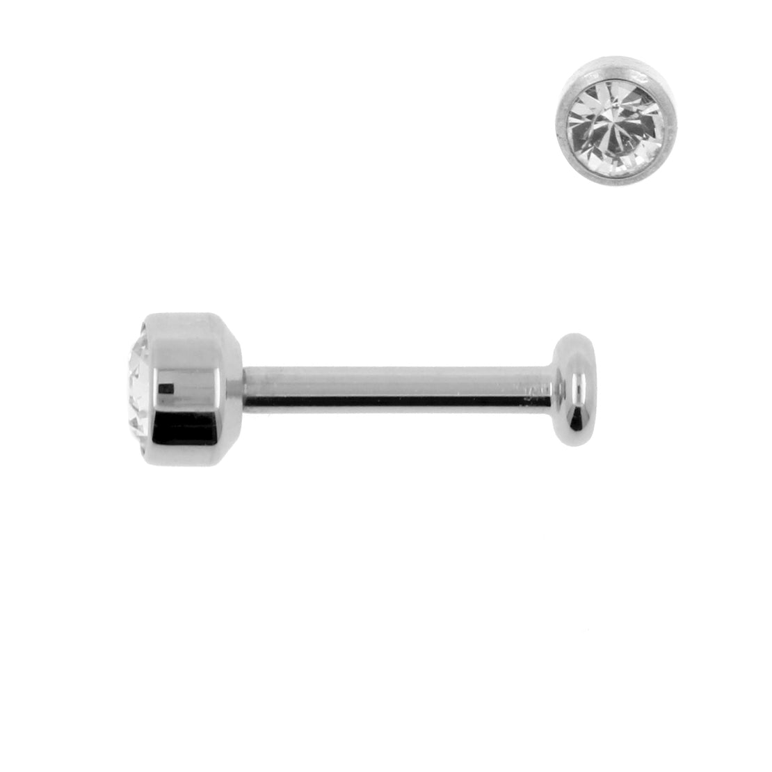 Titanium Labret Met 4mm Jewelled Disc Clear