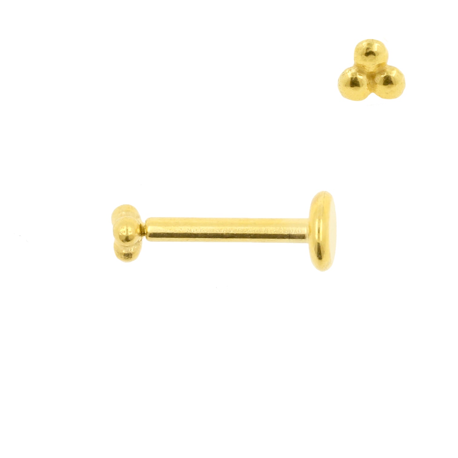 Chirurgisch Staal Labret Stud - Triple Dots 3mm Goud