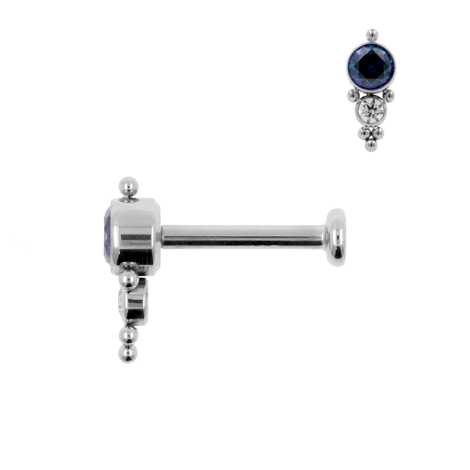 Titanium Zirconia Cluster Labret Royal Blue