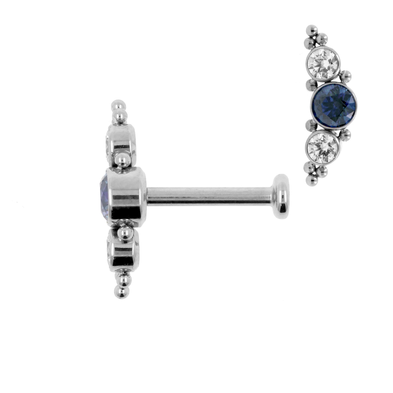 Titanium Zirconia Cluster Labret Royal Blue