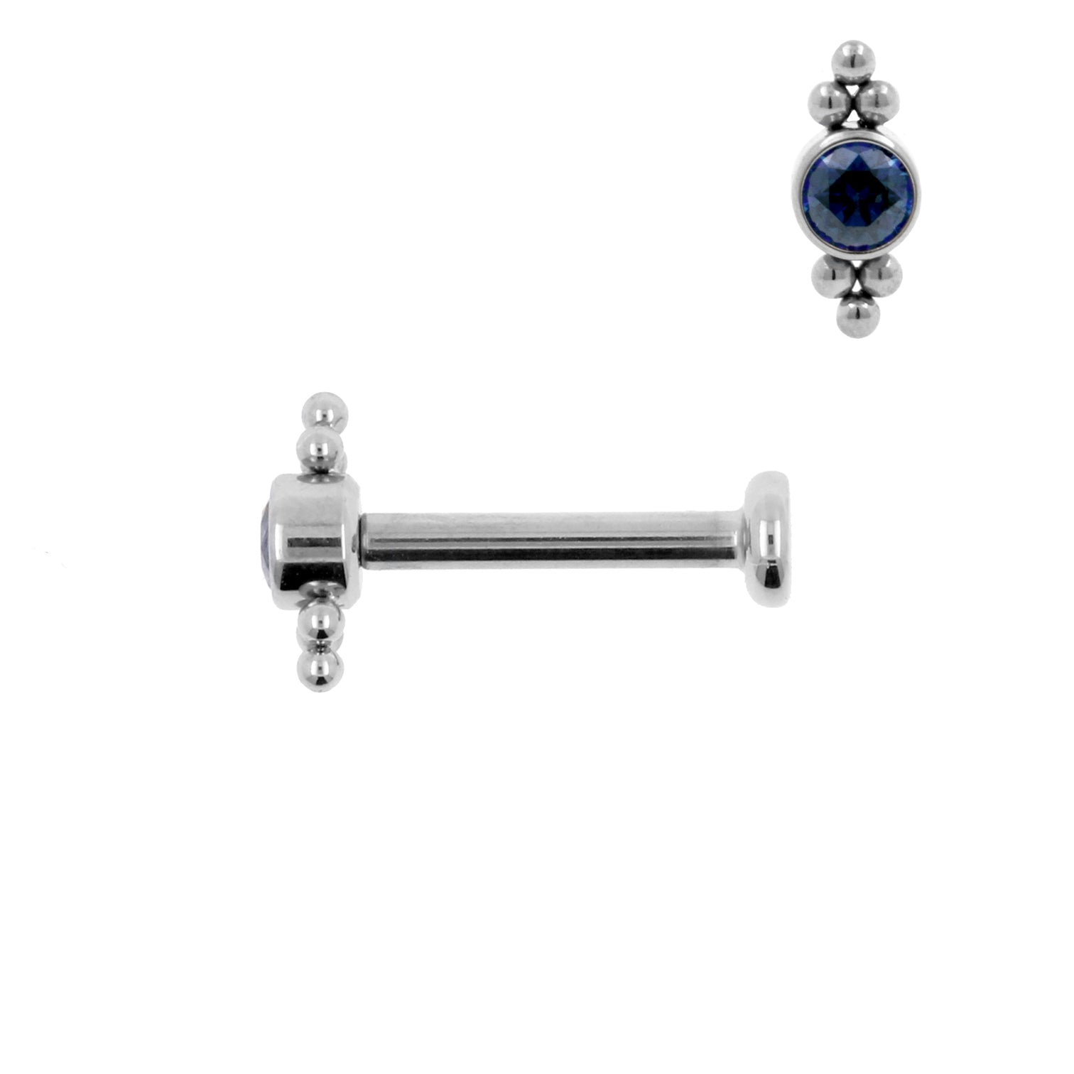 Titanium Zirconia Cluster Labret Royal Blue