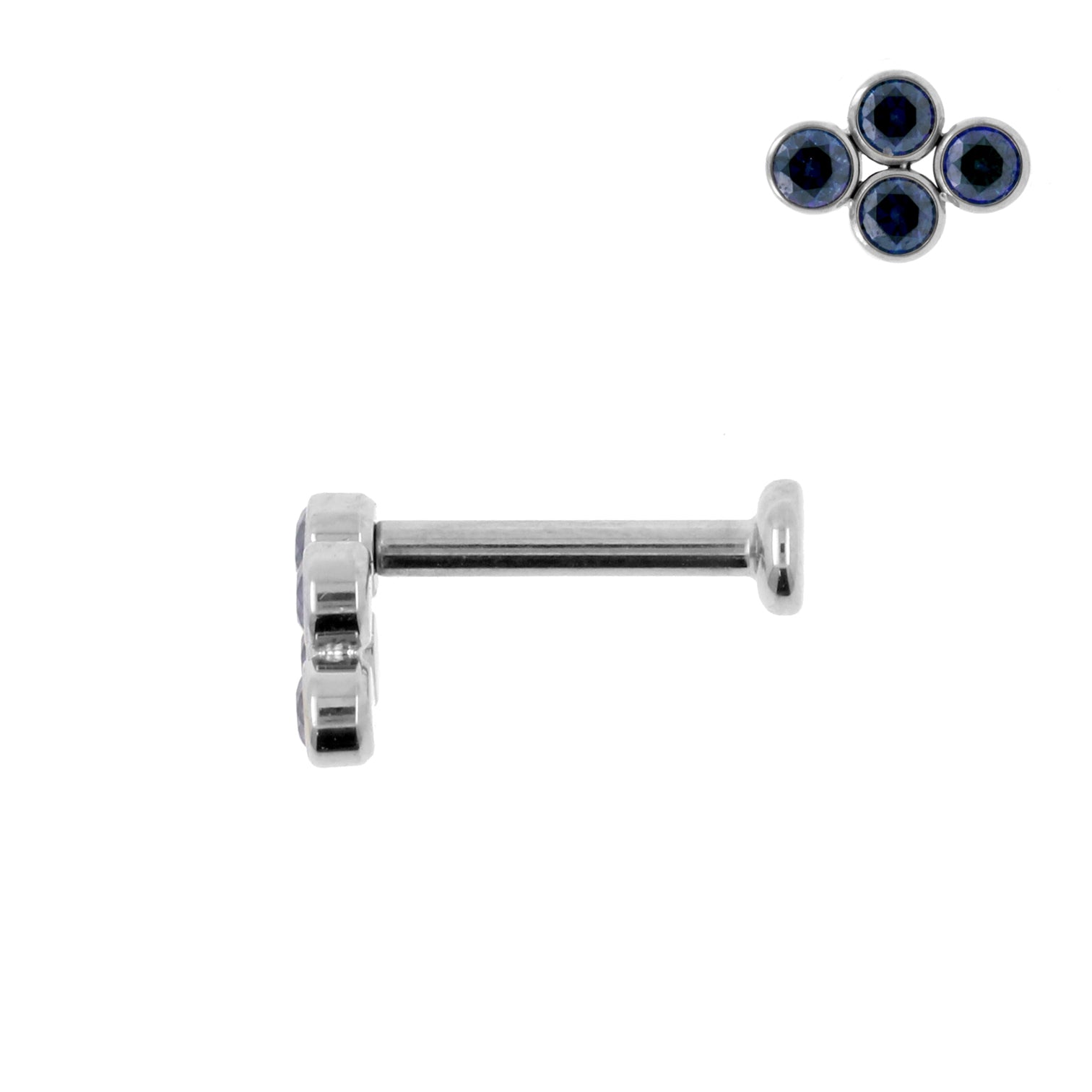 Titanium Zirkonia Cluster Labret Royal Blue