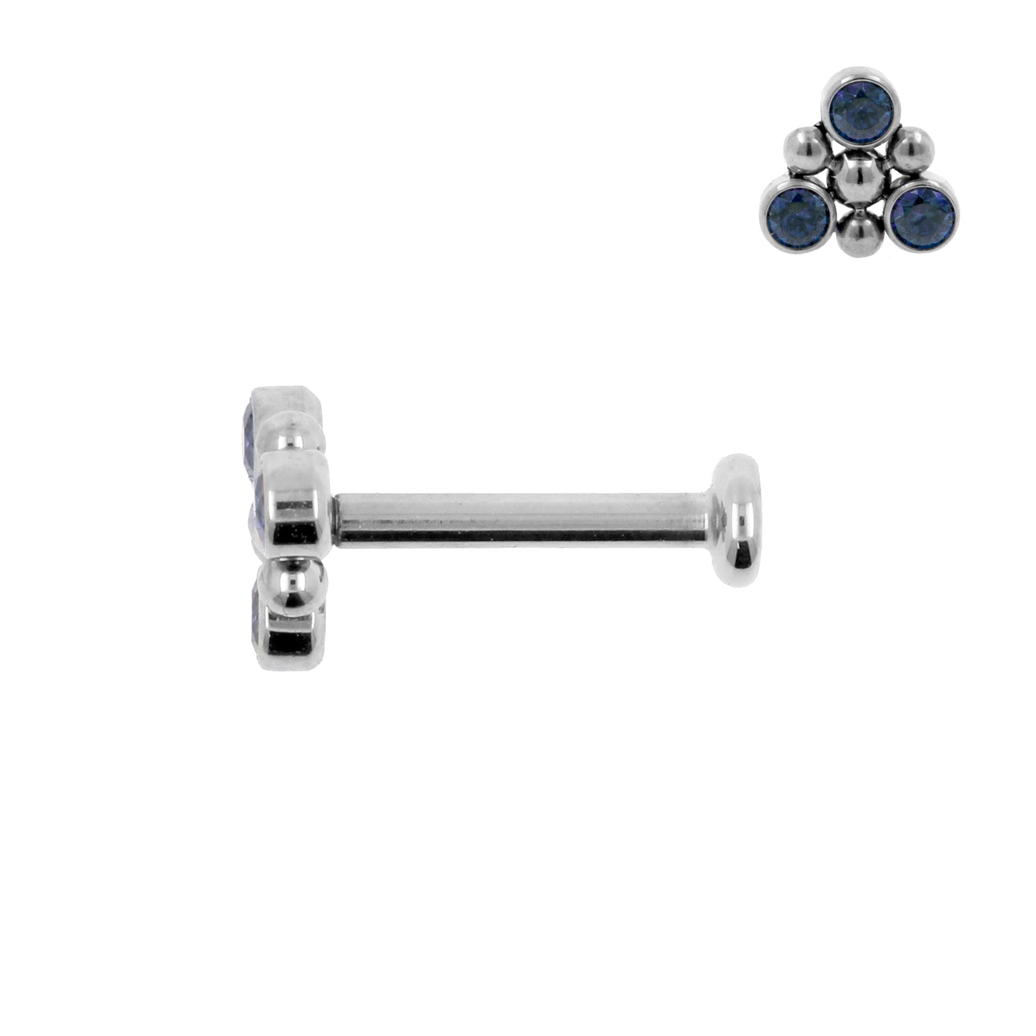 Titanium Zirkonia Cluster Labret Royal Blue