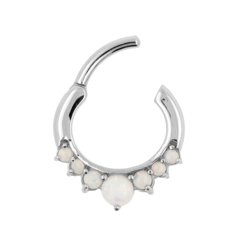 Surgical Steel Opal Princess Ring White Opal