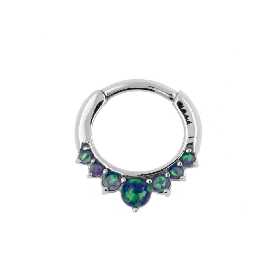 Surgical Steel Opal Princess Ring Black Opal