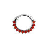 Surgical Steel Opal Sunflower Ring Red Opal