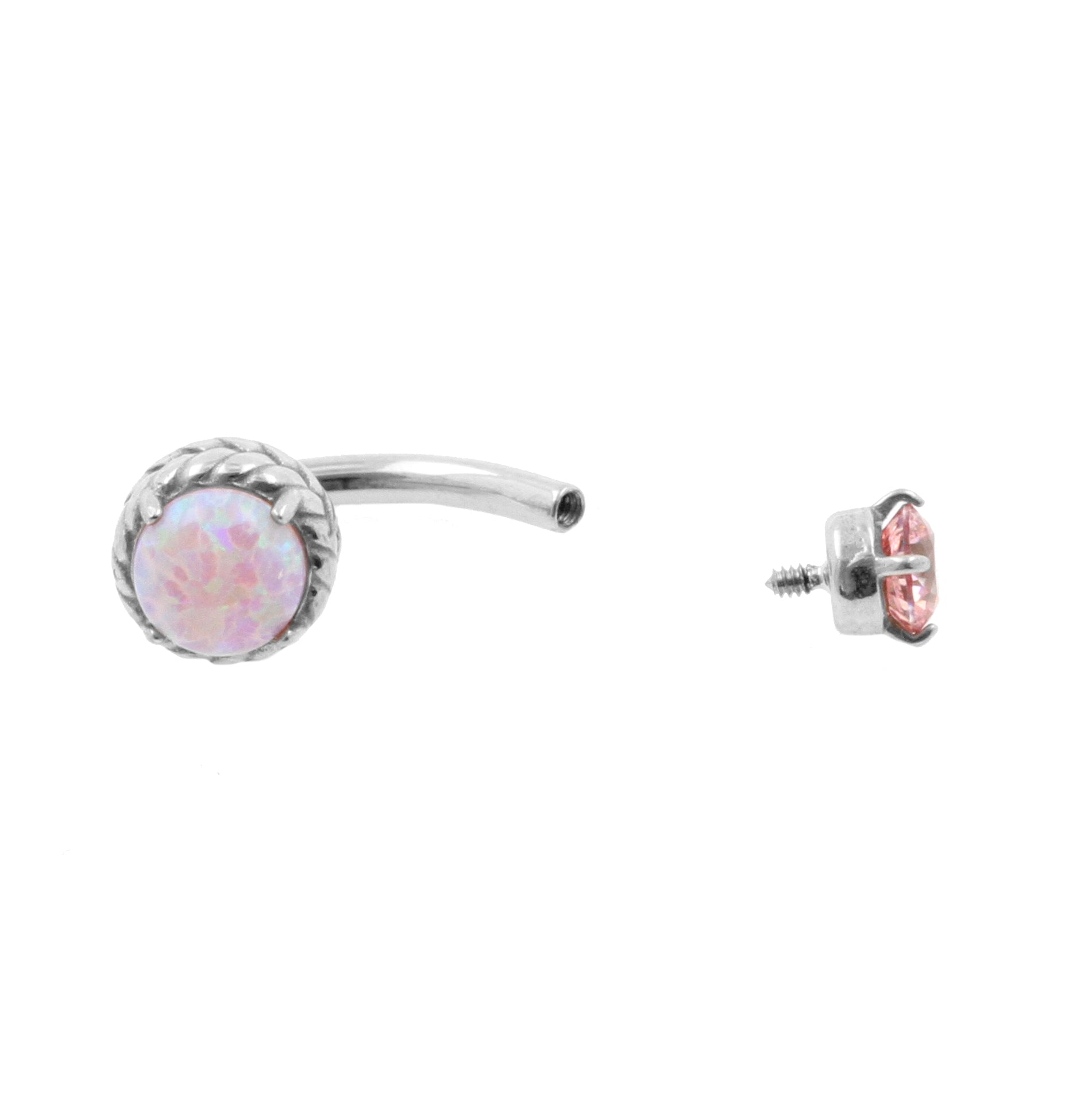 Chirurgisch Stalen Opaal Zirkonia - Rook Piercing Pink Opal