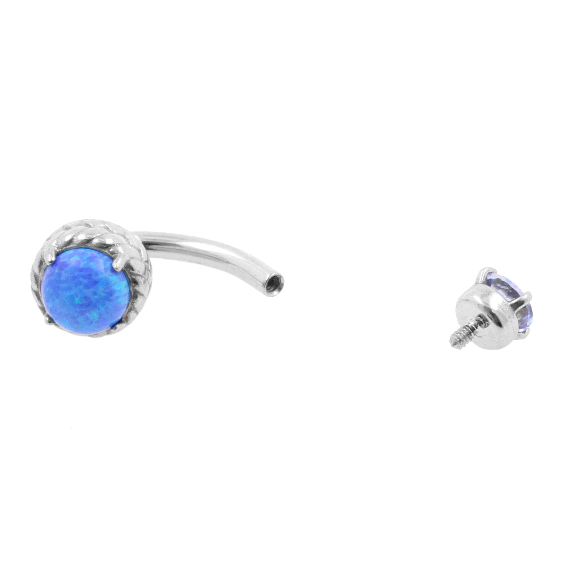 Chirurgisch Stalen Opaal Zirkonia - Rook Piercing Sapphire Blue Opal