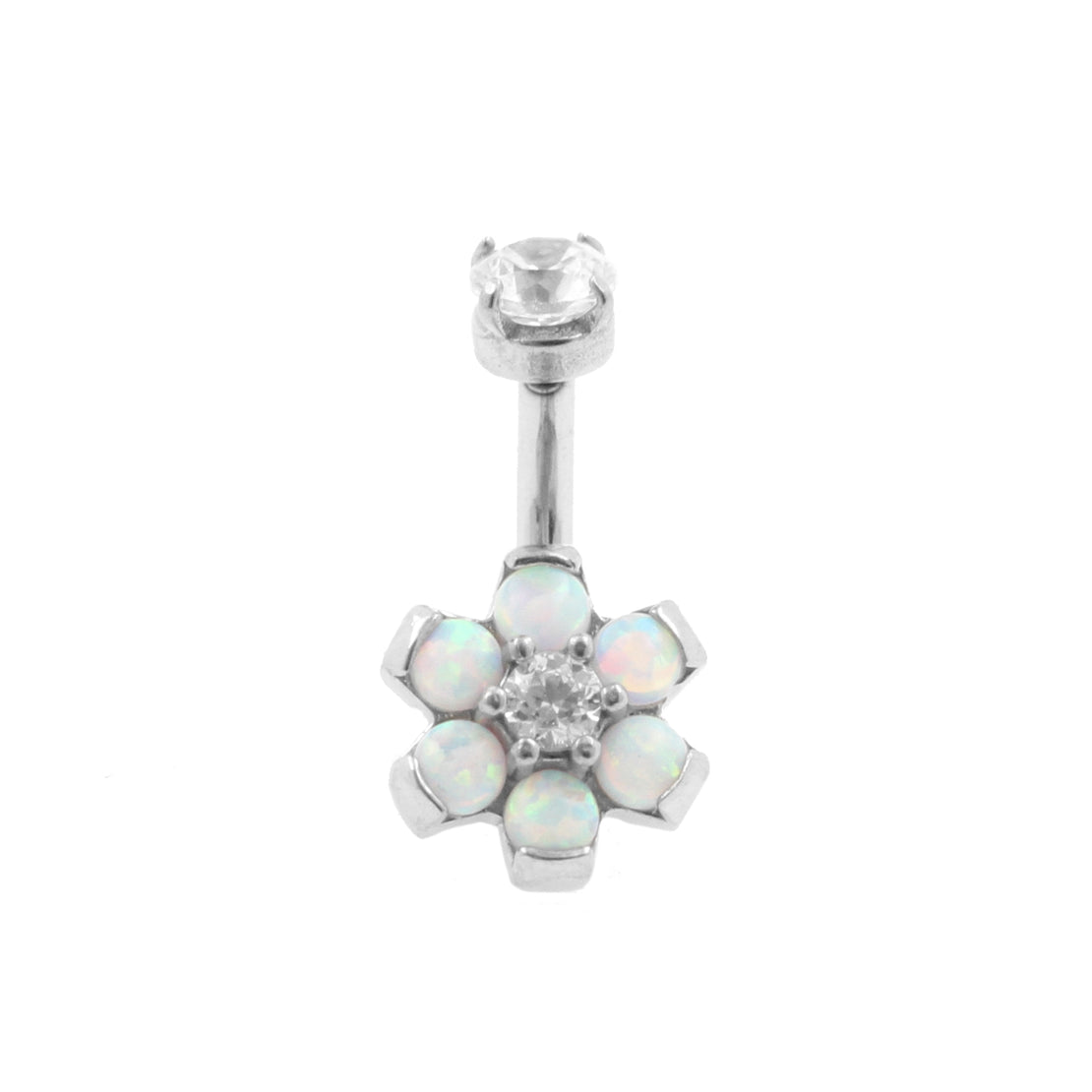 Chirurgisch Stalen Opaal Zirkonia Bloem - Rook Piercing White Opal