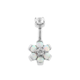 Chirurgisch Stalen Opaal Zirkonia Bloem - Rook Piercing White Opal