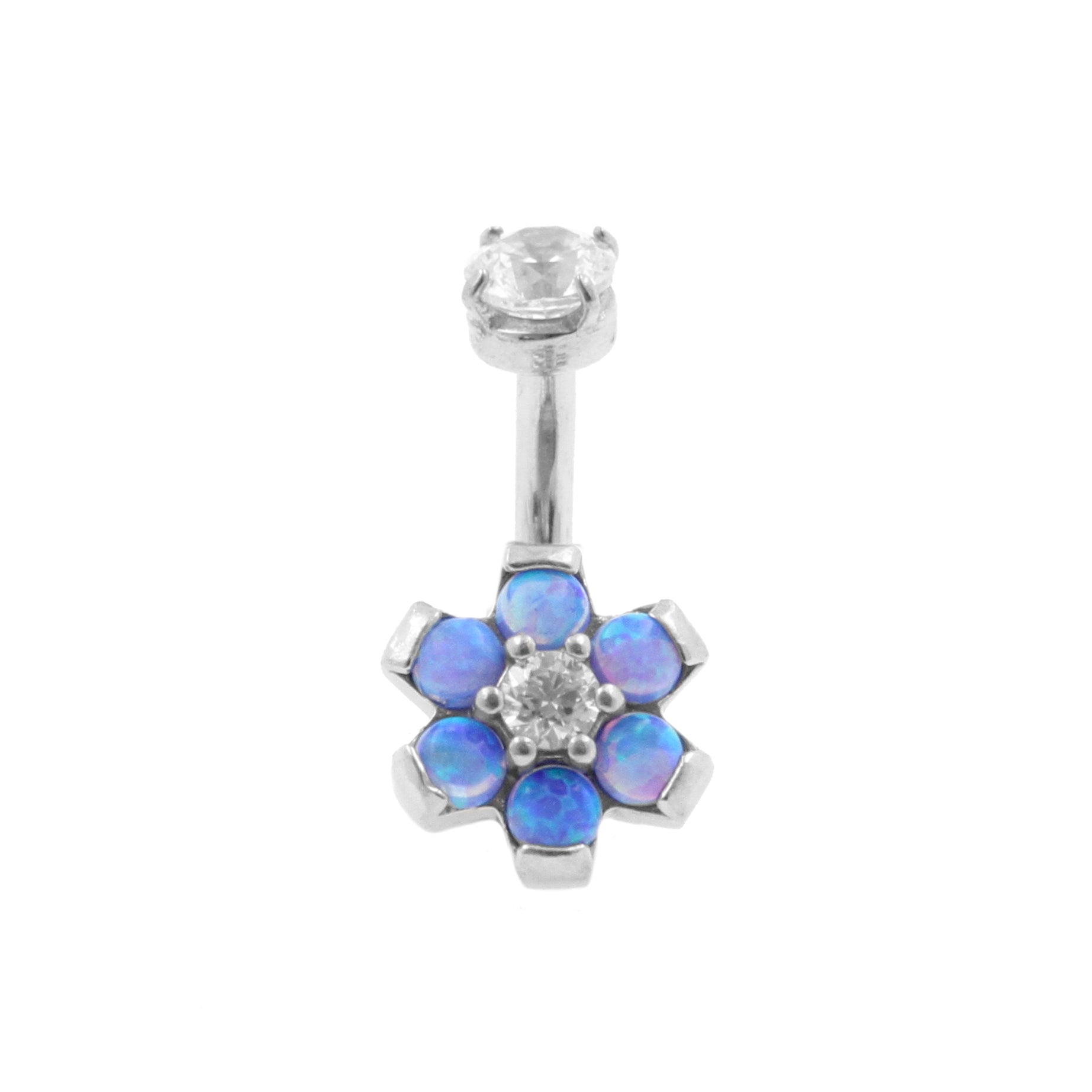 Chirurgisch Stalen Opaal Zirkonia Bloem - Rook Piercing Sapphire Blue Opal