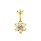 Chirurgisch Stalen Opaal Zirkonia Bloem - Rook Piercing White Opal