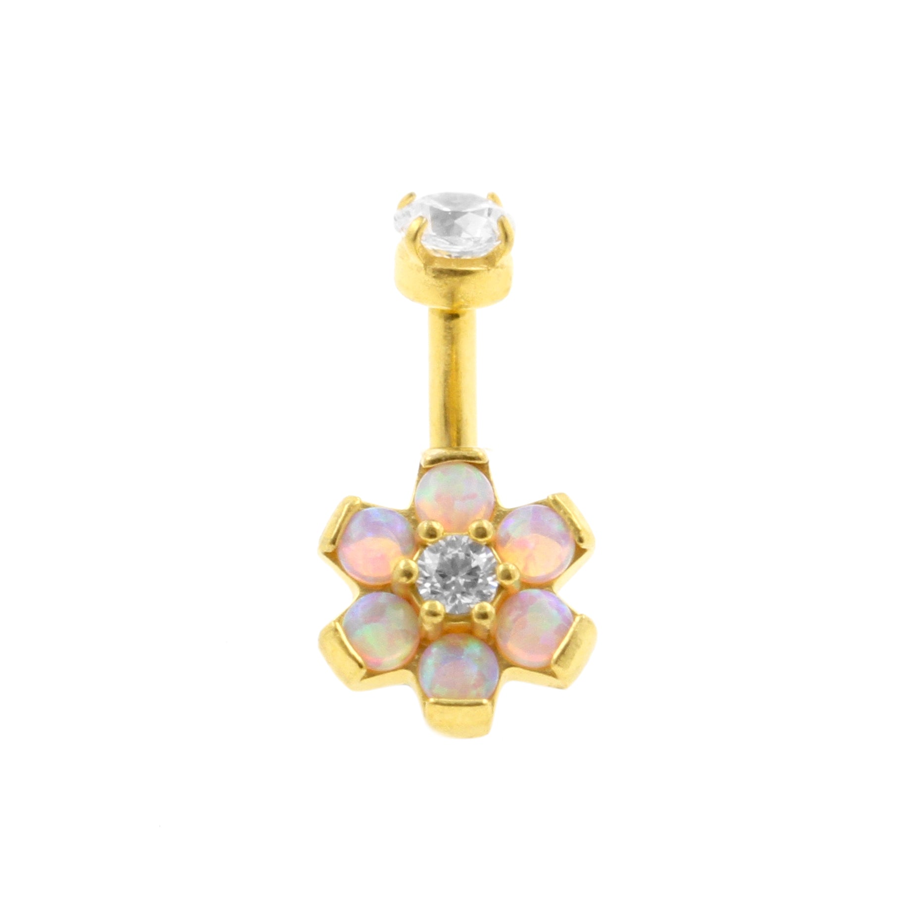 Surgical Steel Opal Zirconia Flower - Rook Piercing Pink Opal