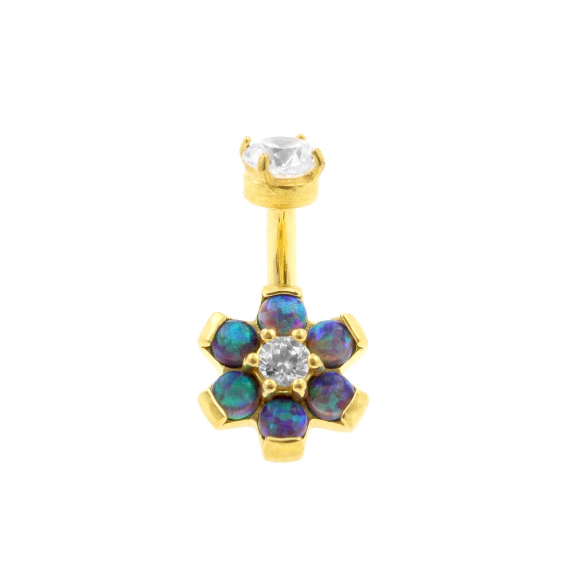 Surgical Steel Opal Zirconia Flower - Rook Piercing Black Opal