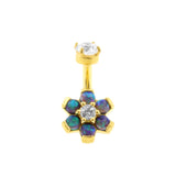Chirurgisch Stalen Opaal Zirkonia Bloem - Rook Piercing Black Opal