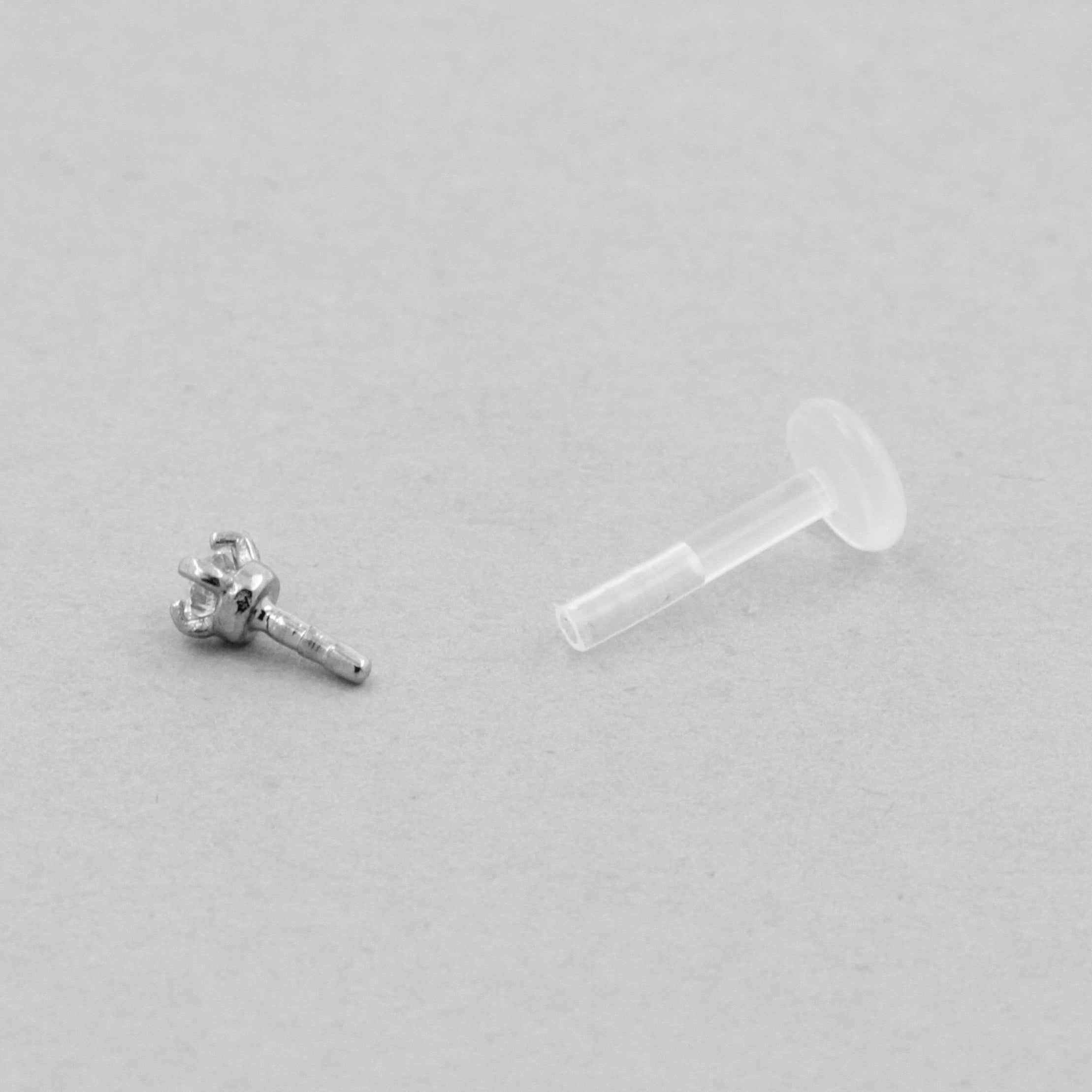 Bioplast Jewelled Labret - 2mm Zirconia