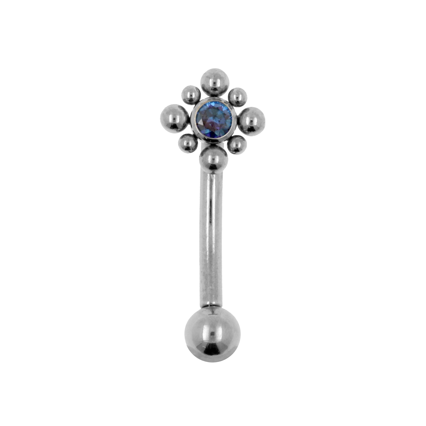 Titanium Zircona Cluster Rook Piercing Royal Blue