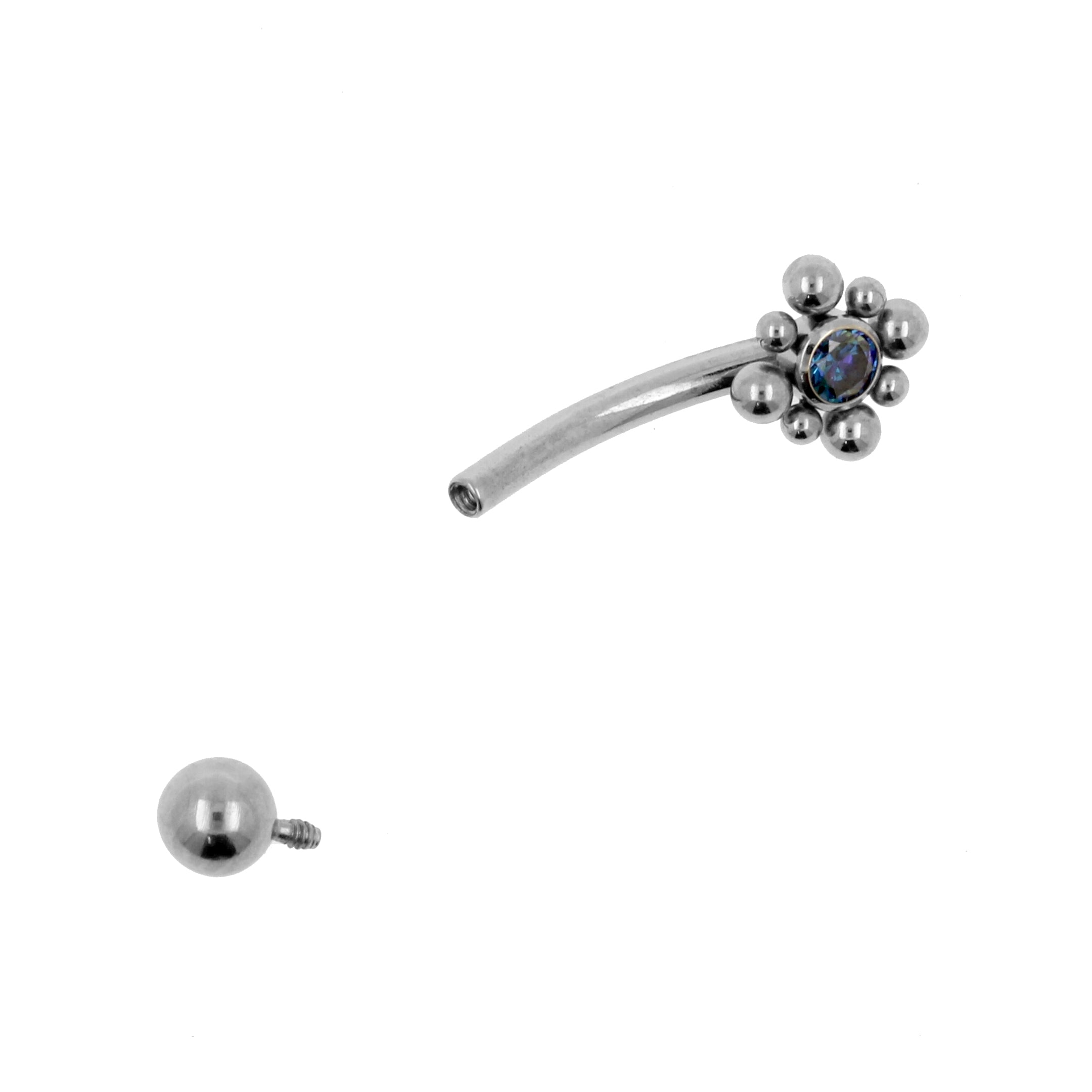 Titanium Zircona Cluster Rook Piercing Royal Blue