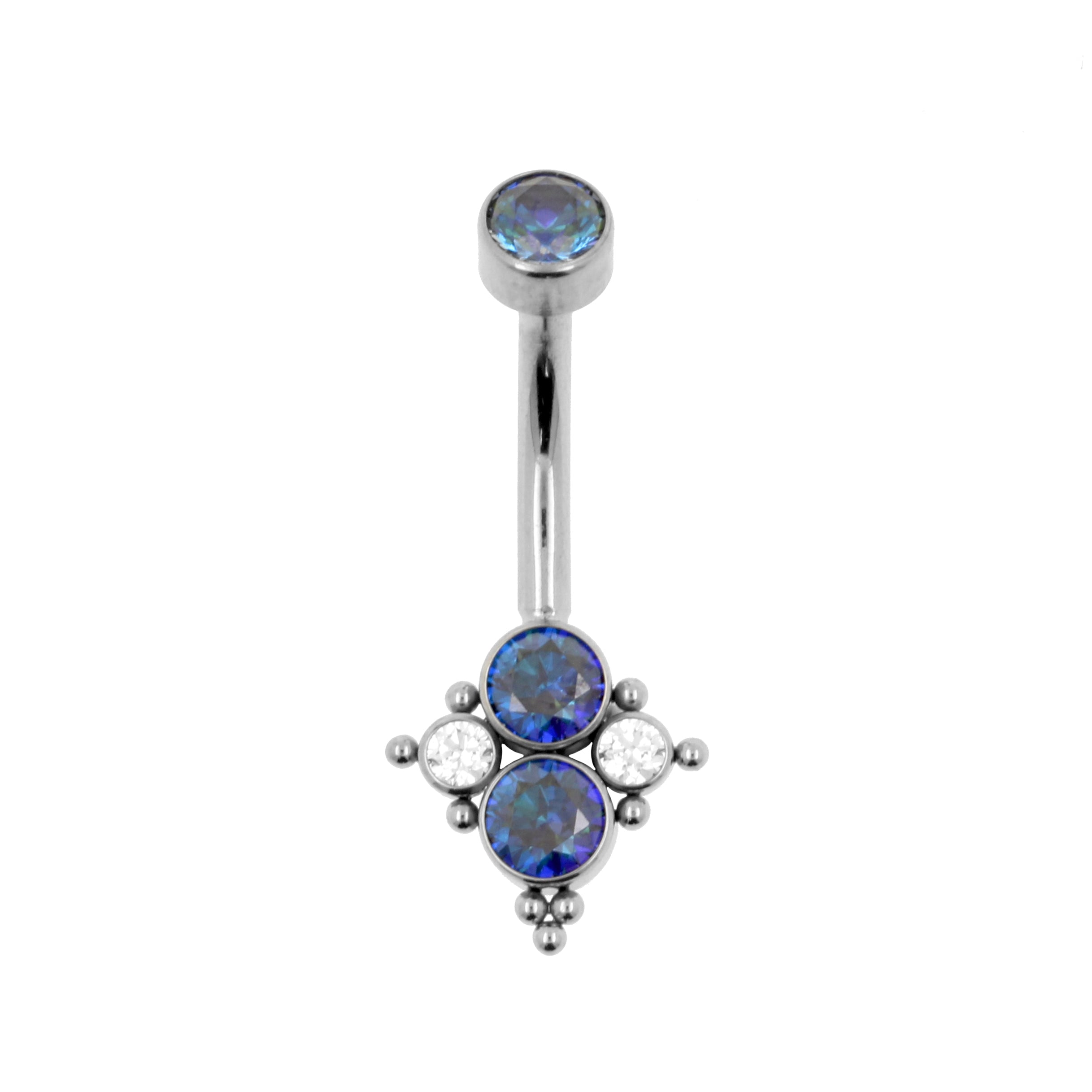 Titanium Zirkonia Cluster Navelpiercing Royal Blue / Clear