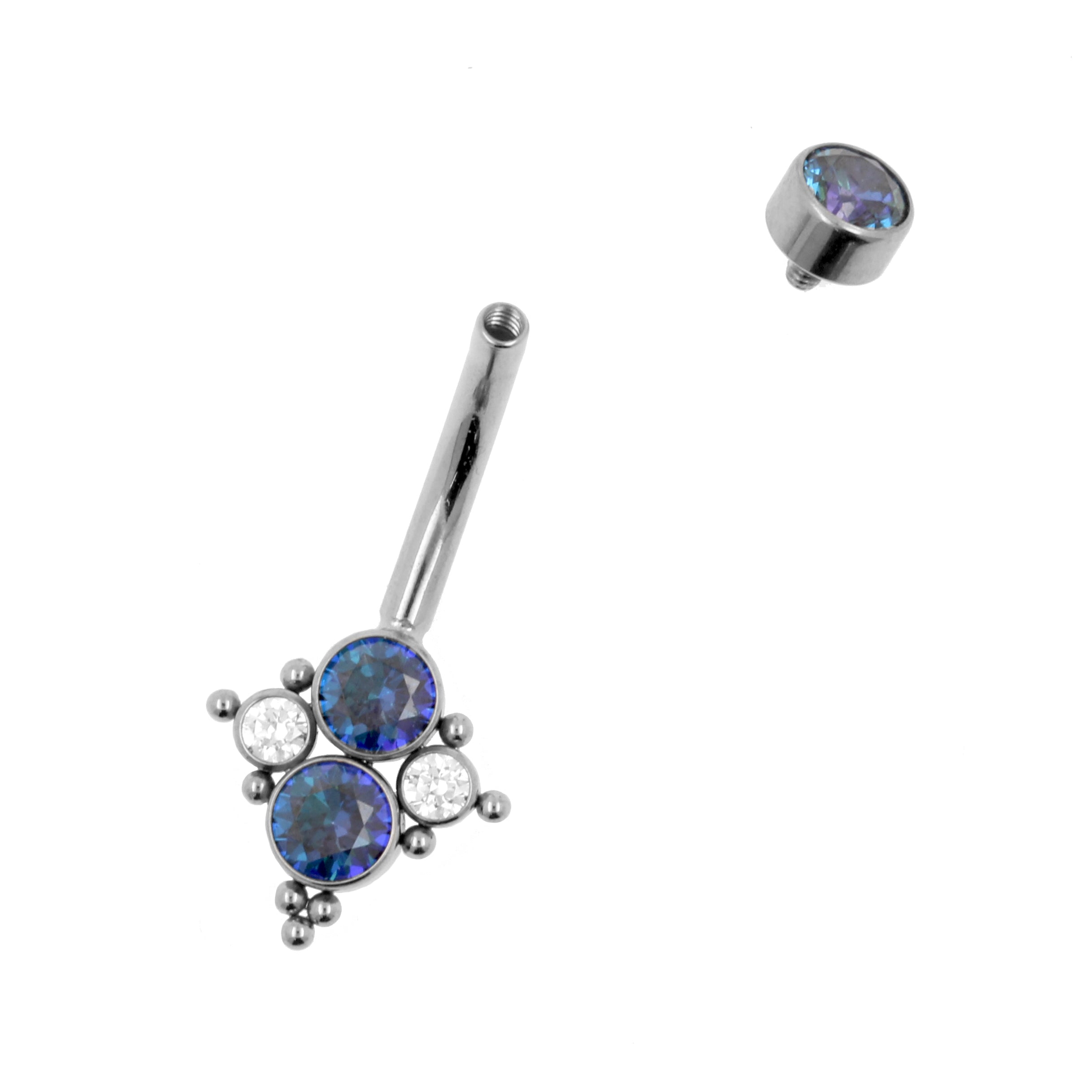 Titanium Zirkonia Cluster Navelpiercing Royal Blue / Clear