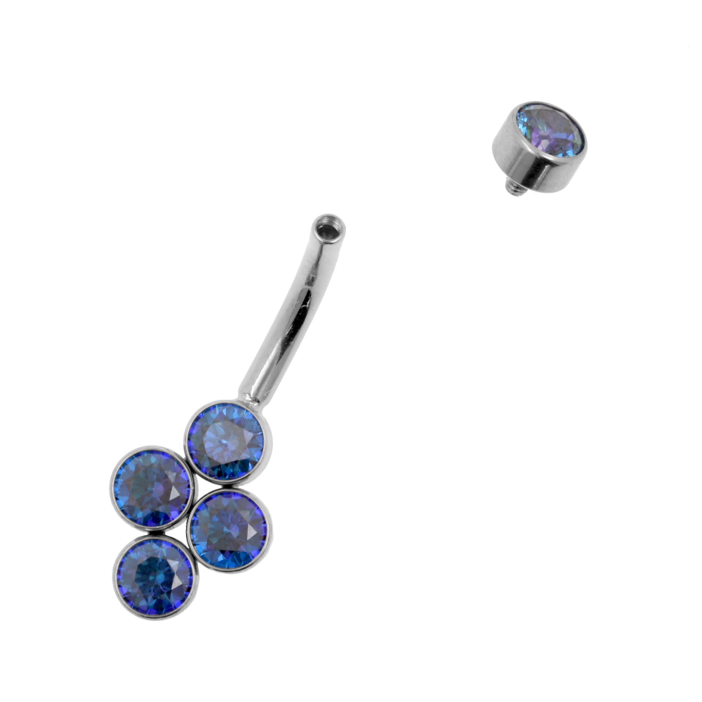 Titanium Zirkonia Cluster Navelpiercing Royal Blue / Clear