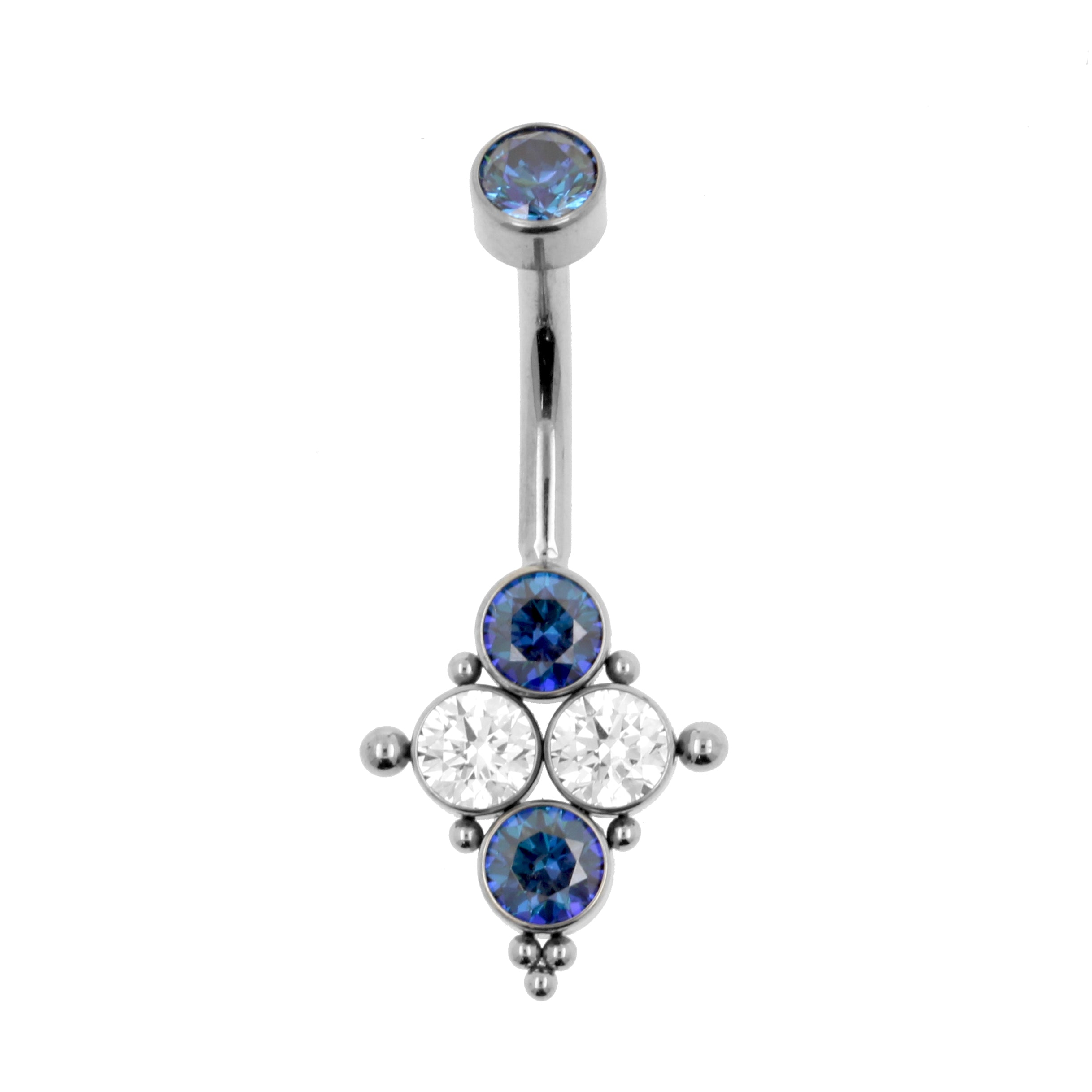 Titanium Zirkonia Cluster Navelpiercing Royal Blue / Clear