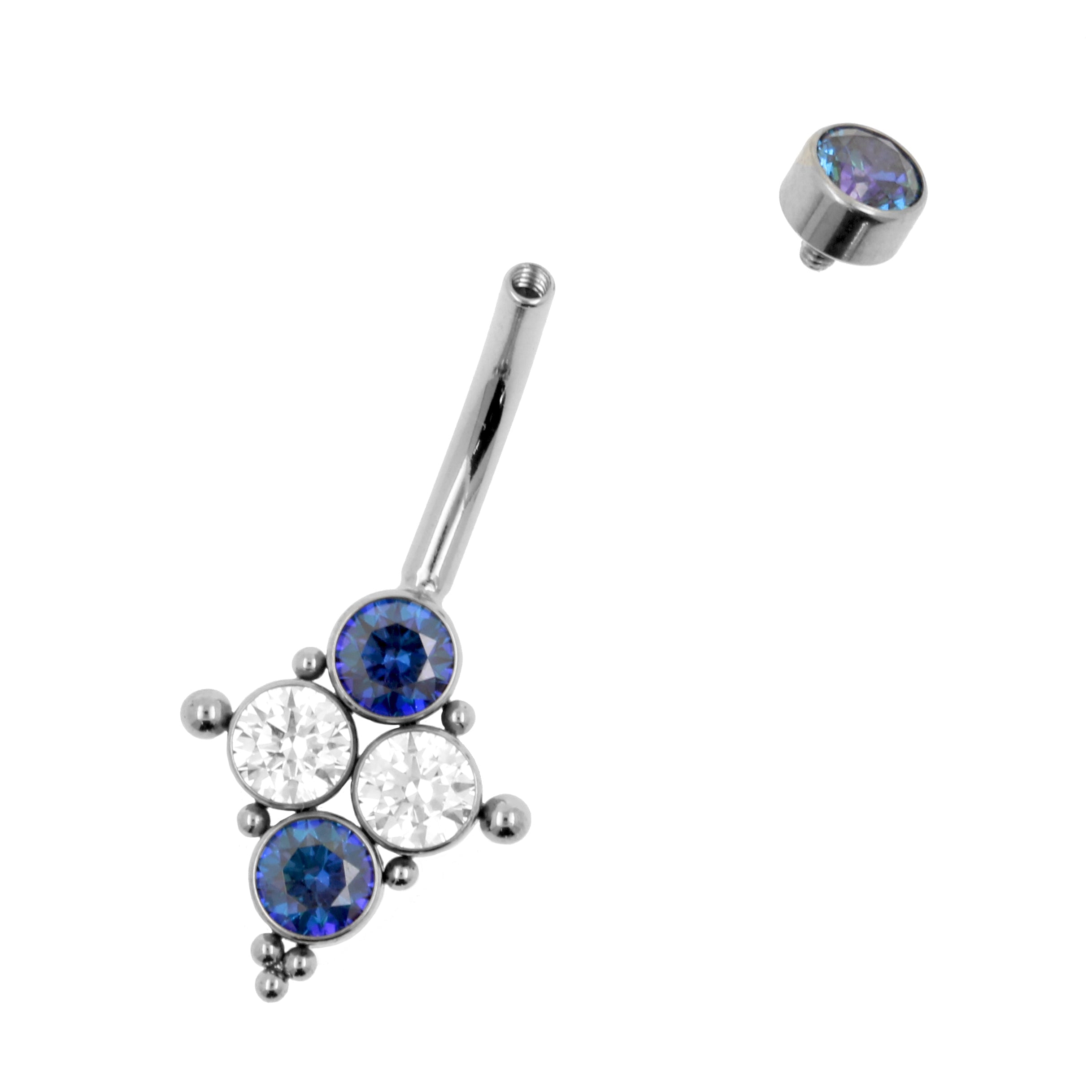 Titanium Zirkonia Cluster Navelpiercing Royal Blue / Clear