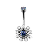 Titanium Zirconia Cluster Belly Ring Royal Blue / Clear