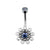 Titanium Zirconia Cluster Belly Ring Royal Blue / Clear