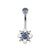 Titanium Zirconia Cluster Belly Ring Royal Blue / Clear