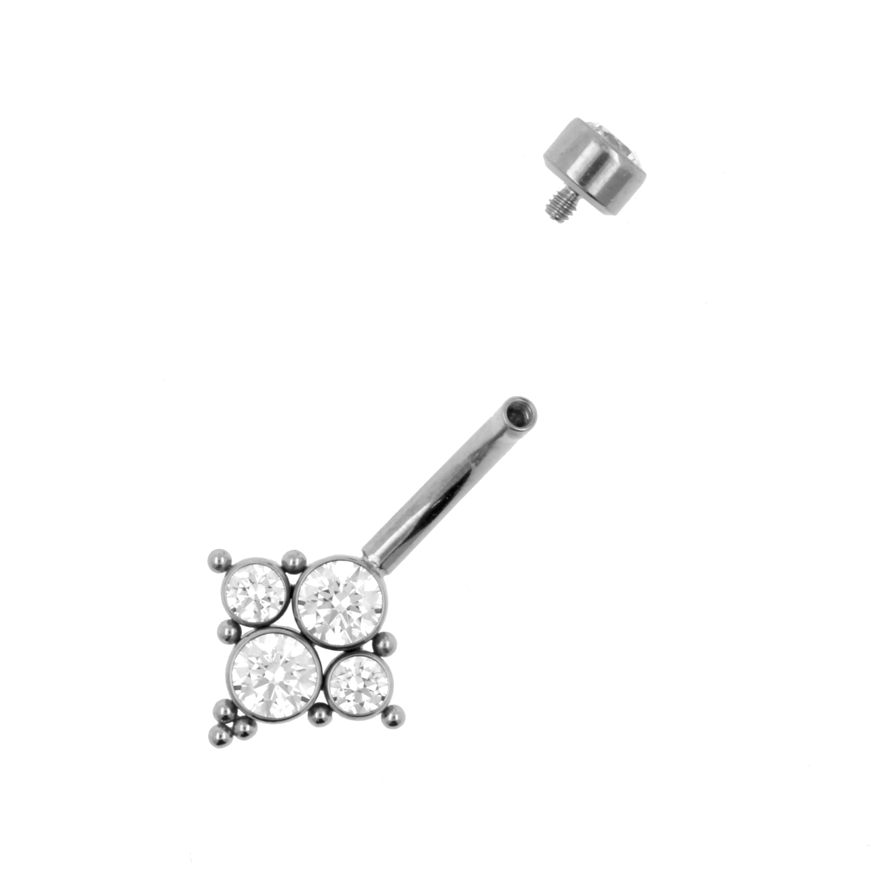 Titanium Zirconia Cluster Belly Ring Clear