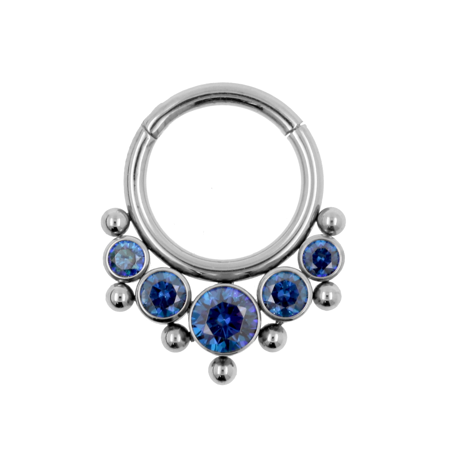 Titanium Zirkonia Cluster Click Ring Royal Blue