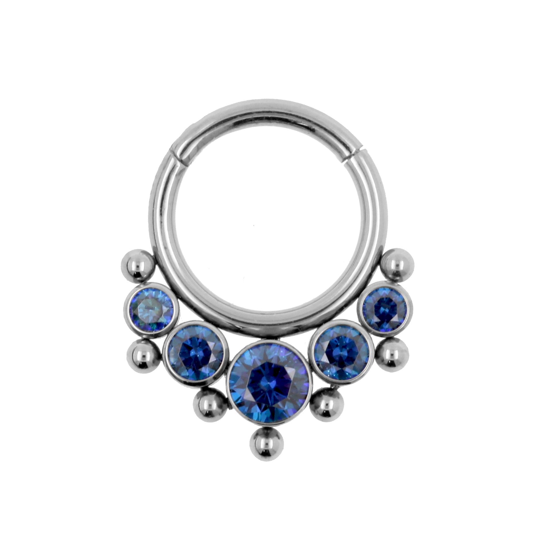 Titanium Zirconia Cluster Click Ring Royal Blue