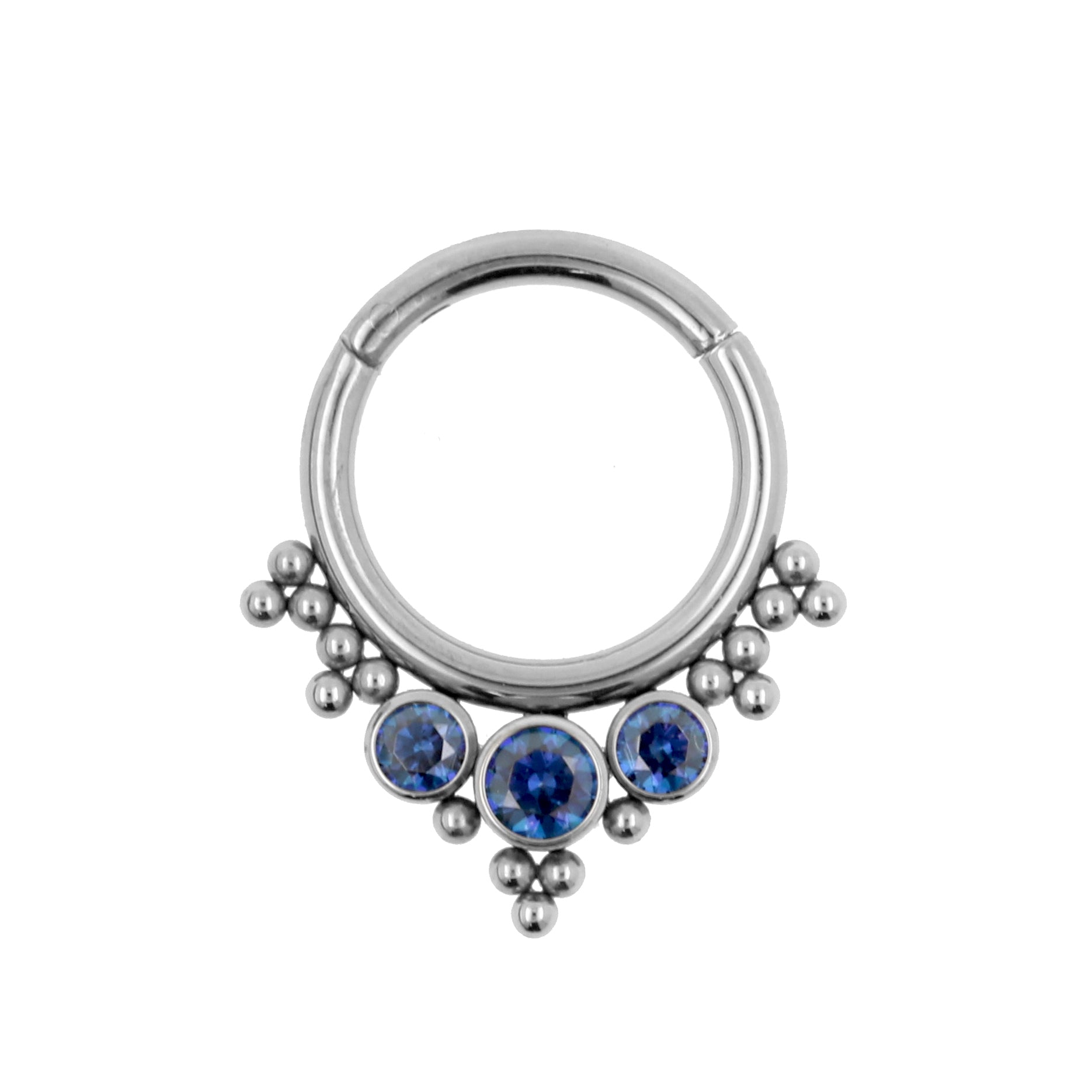 Titanium Zirkonia Cluster Click Ring Royal Blue