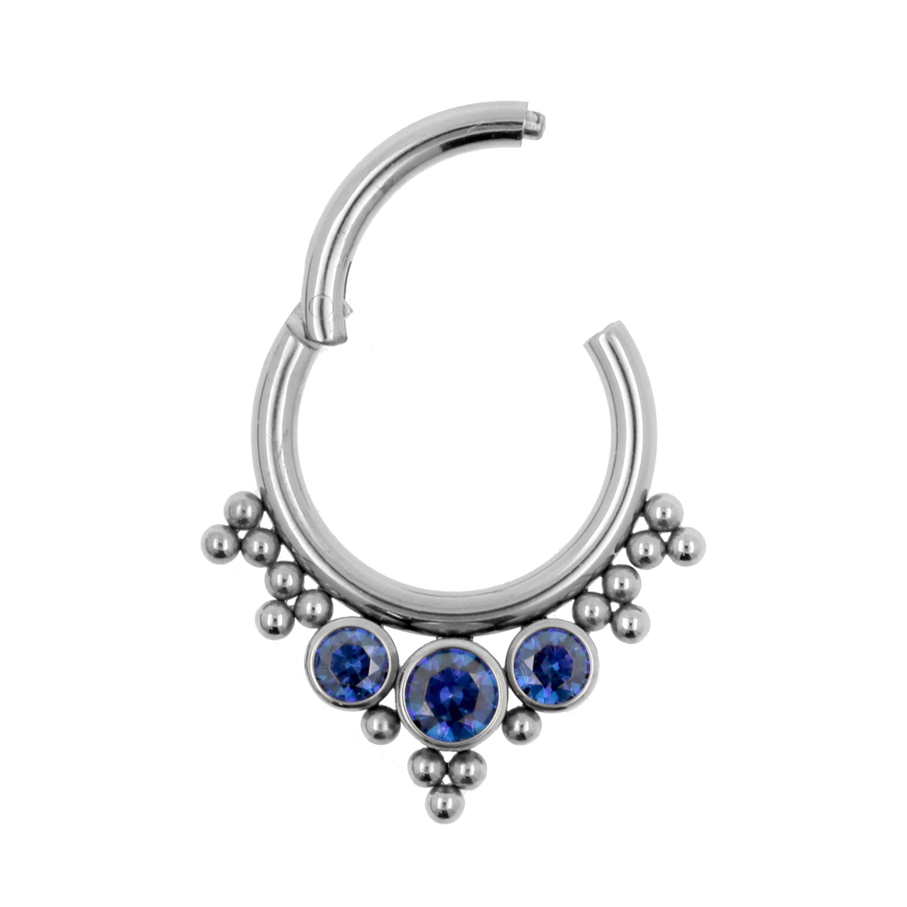 Titanium Zirconia Cluster Click Ring Royal Blue