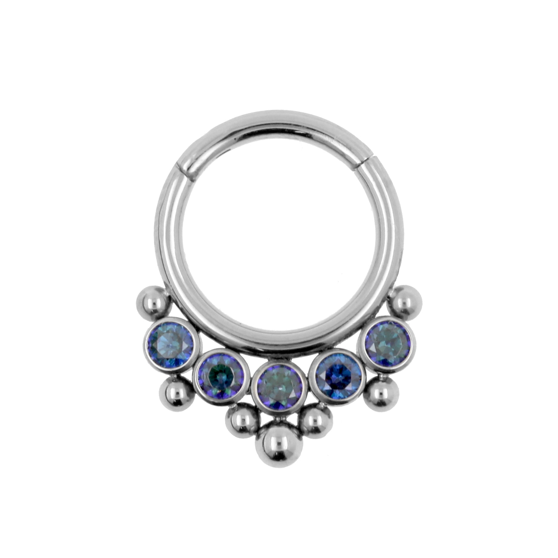 Titanium Zirkonia Cluster Click Ring Royal Blue