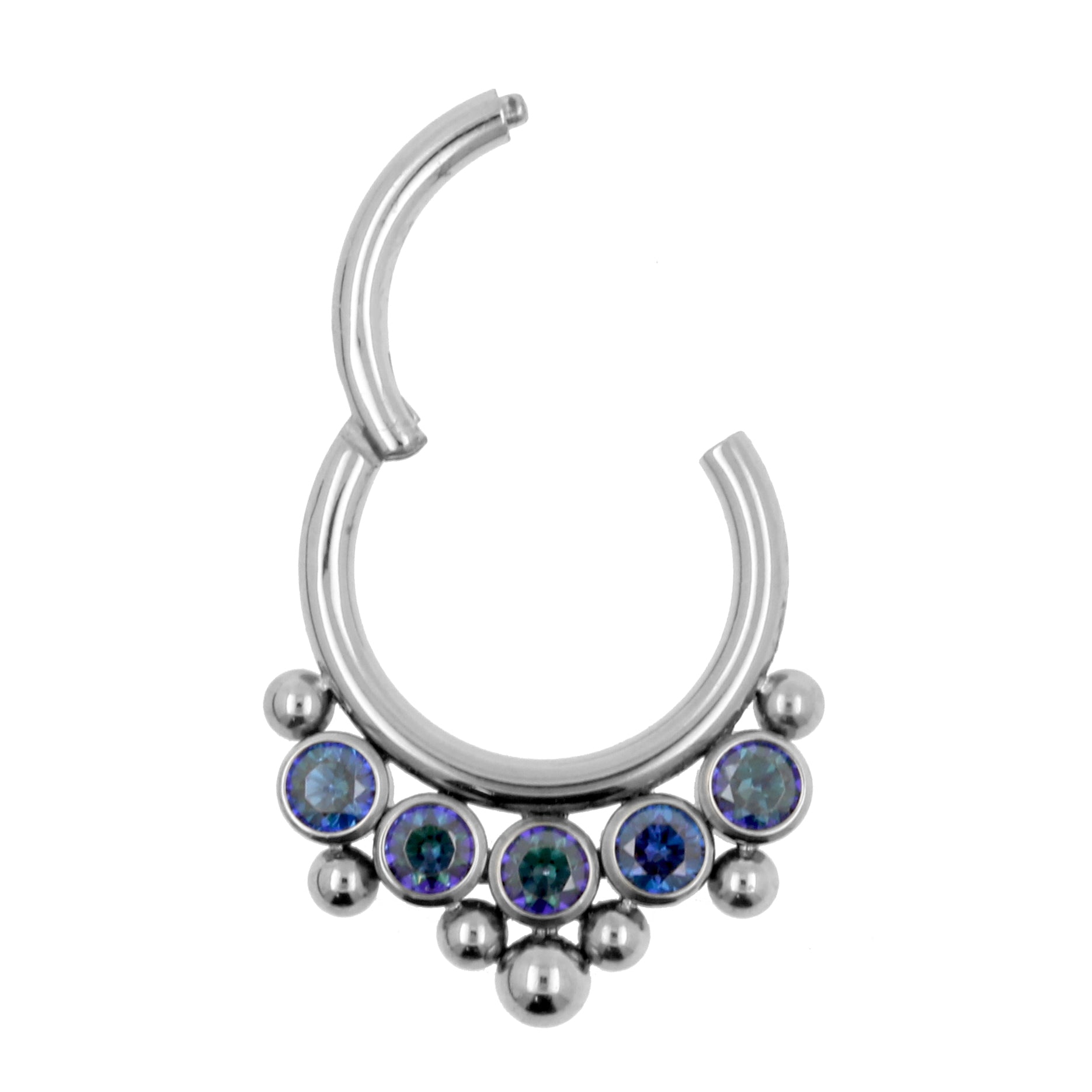 Titanium Zirconia Cluster Click Ring Royal Blue