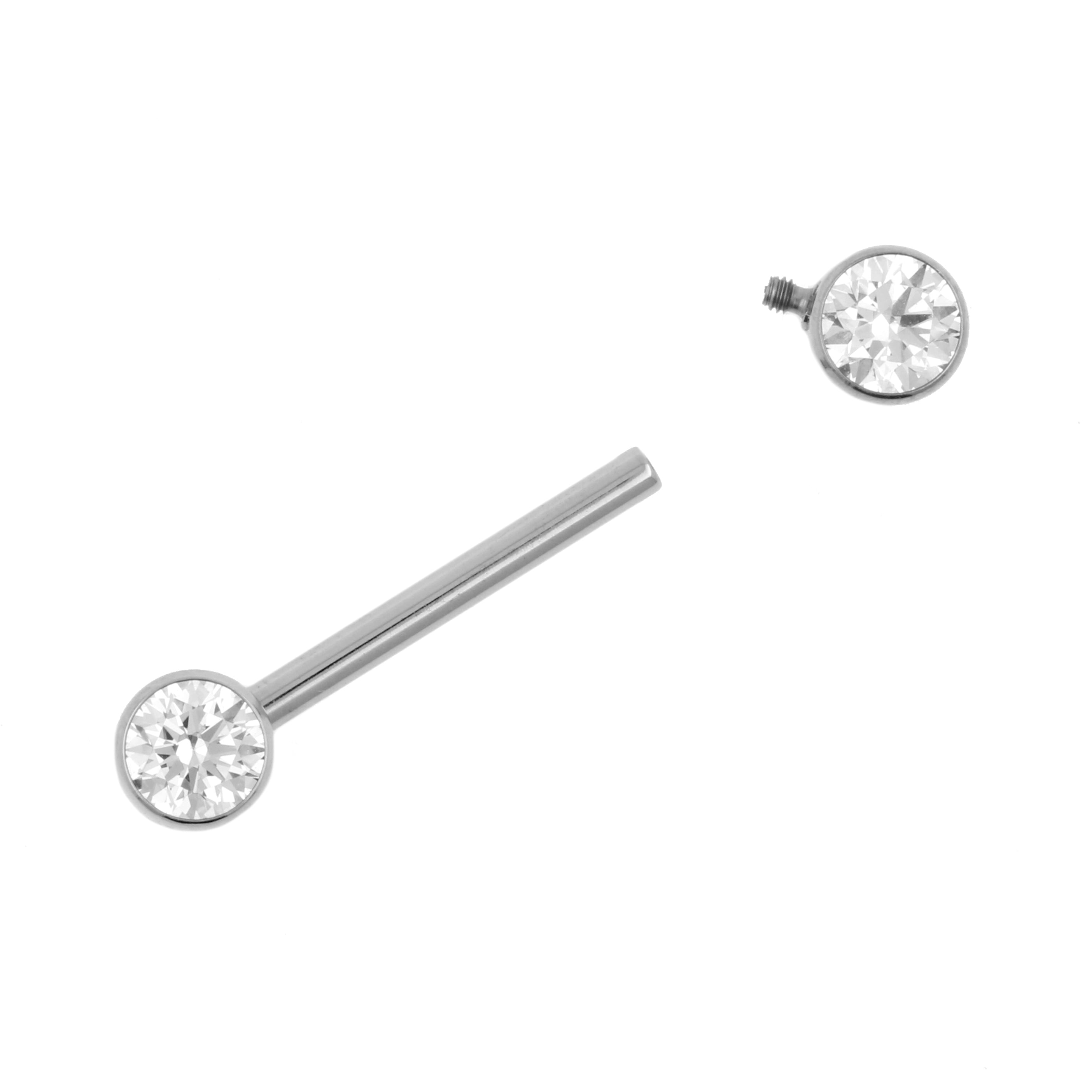 Titanium Tepel Barbell Met Zirkonia - 5 mm