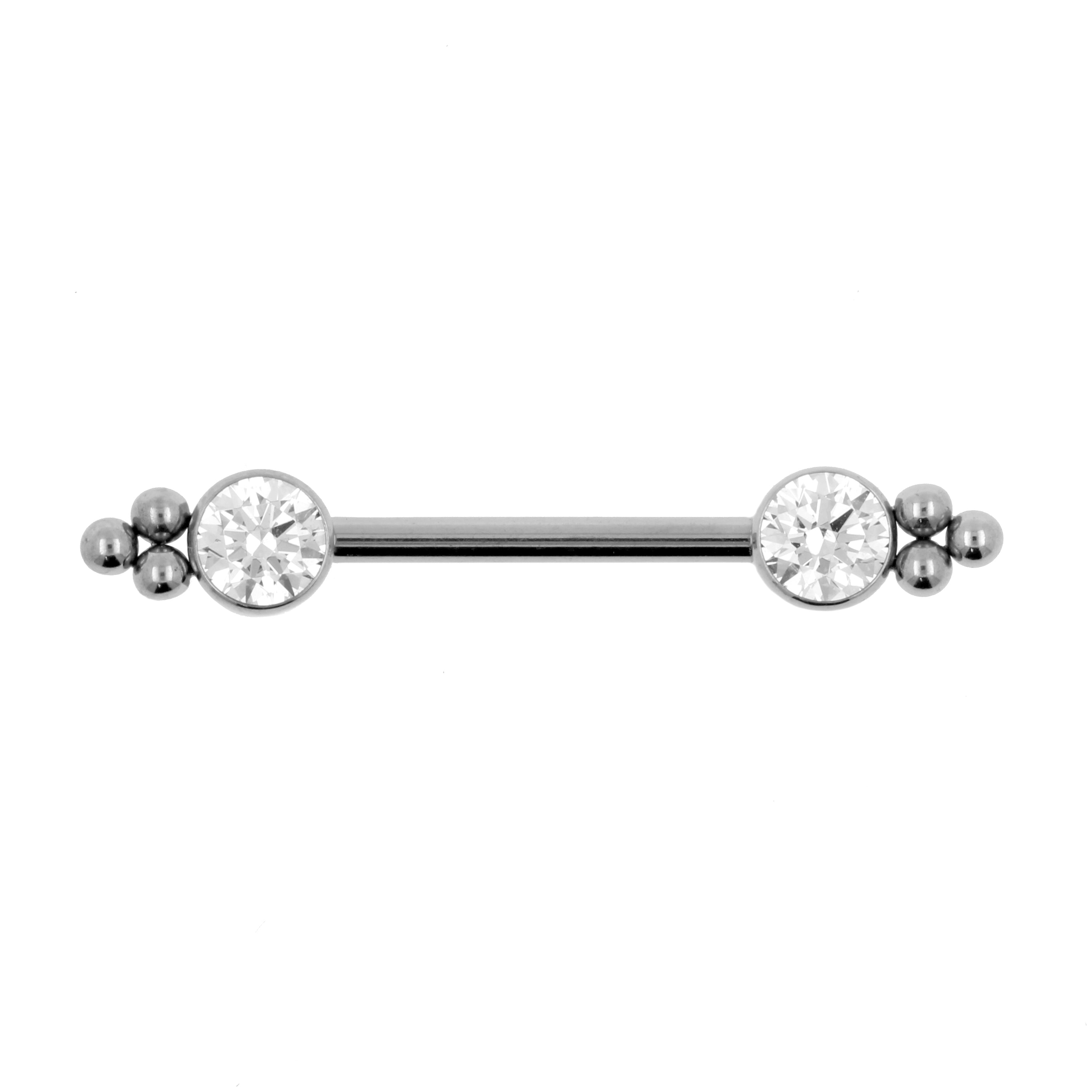 Titanium Tepel Barbell Met Zirkonia Cluster Zilver