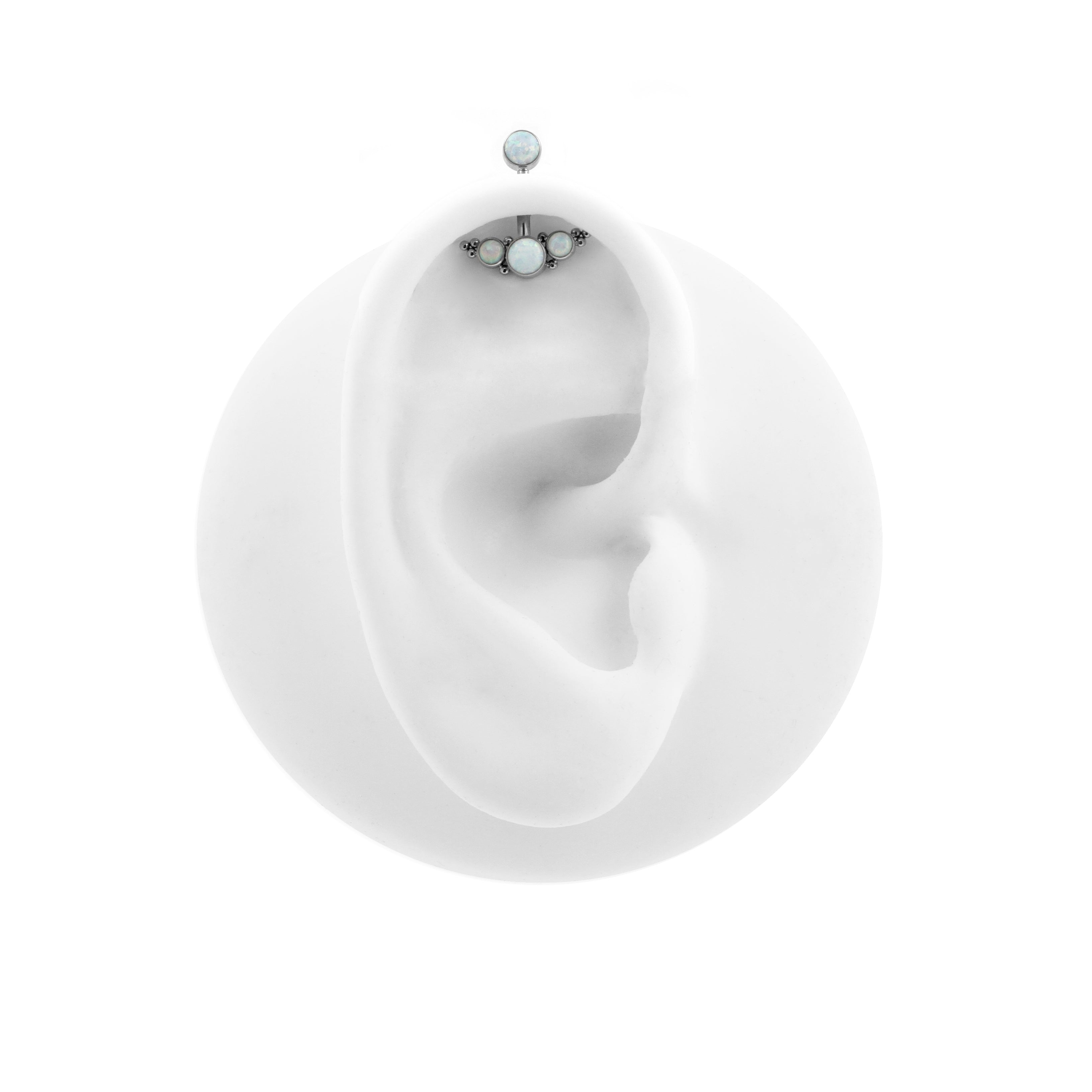 Titanium Vertical Helix - Opal Cluster White Opal